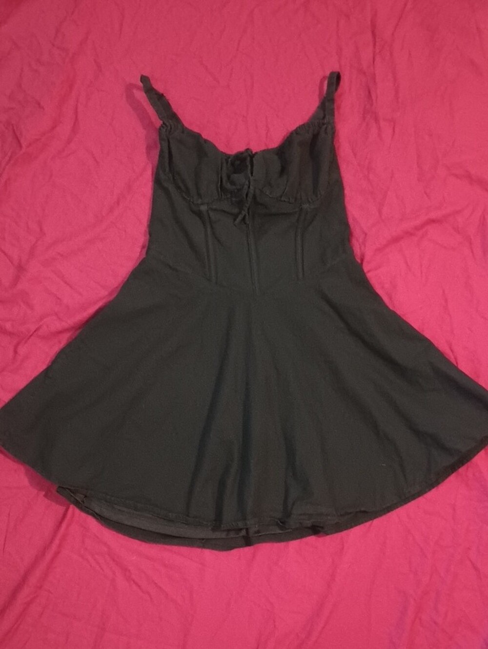 Windsor Black A-Line Adjustable Corset Cami Dress Size L Summer Beautiful Fun